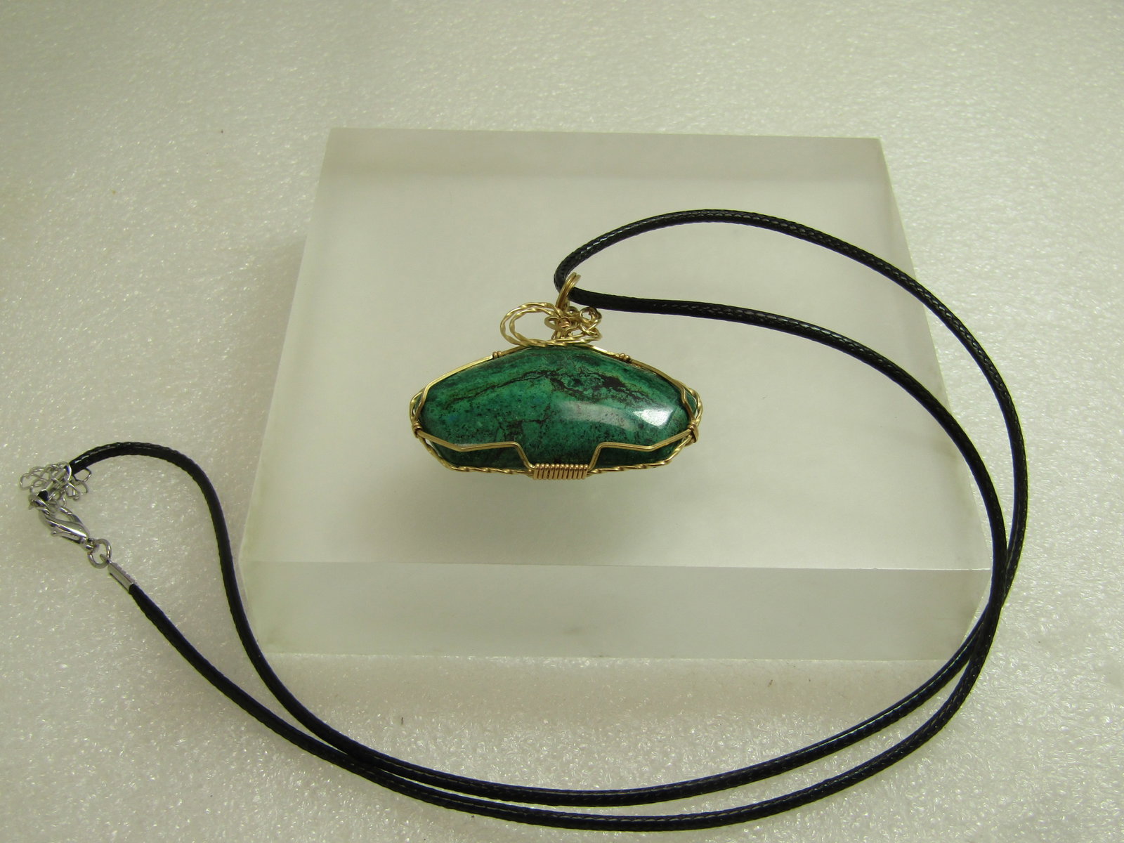 10KT GF Wrapped Chrysocolla Stone Necklace, 24"-26", 1990's - 6
