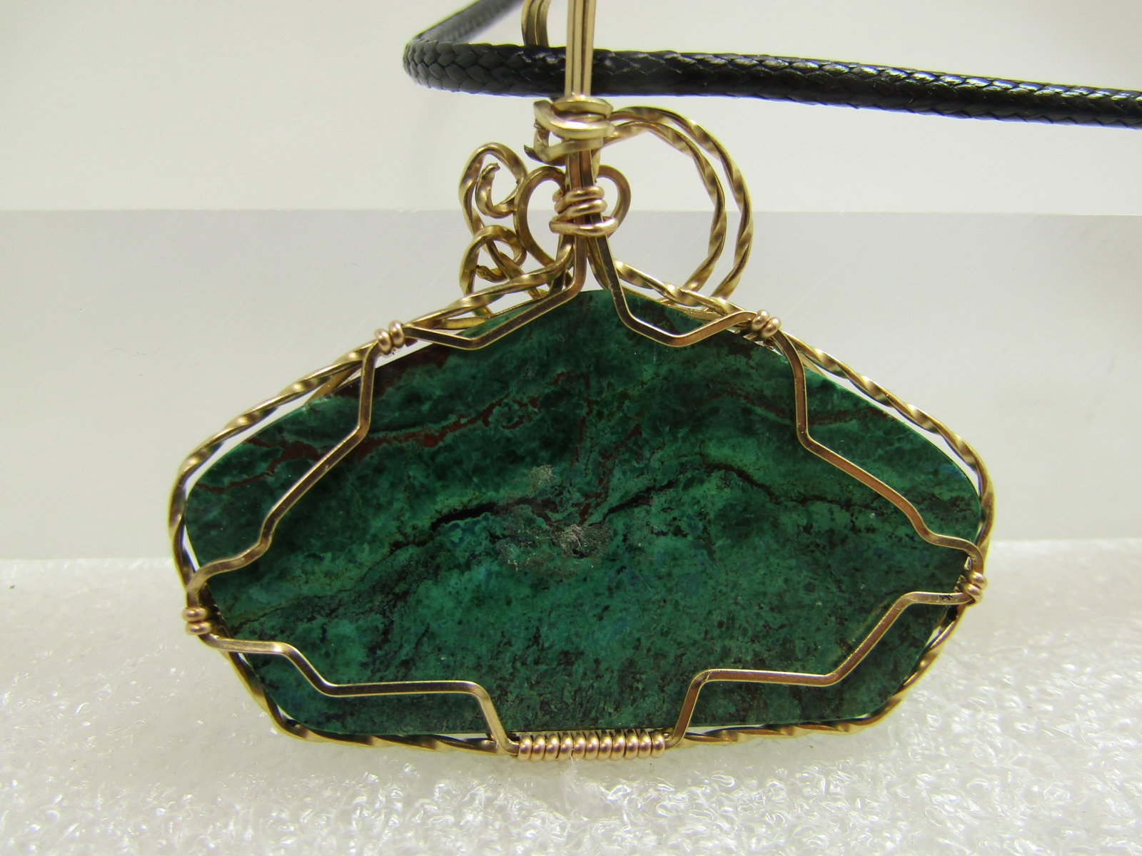 10KT GF Wrapped Chrysocolla Stone Necklace, 24"-26", 1990's - 7