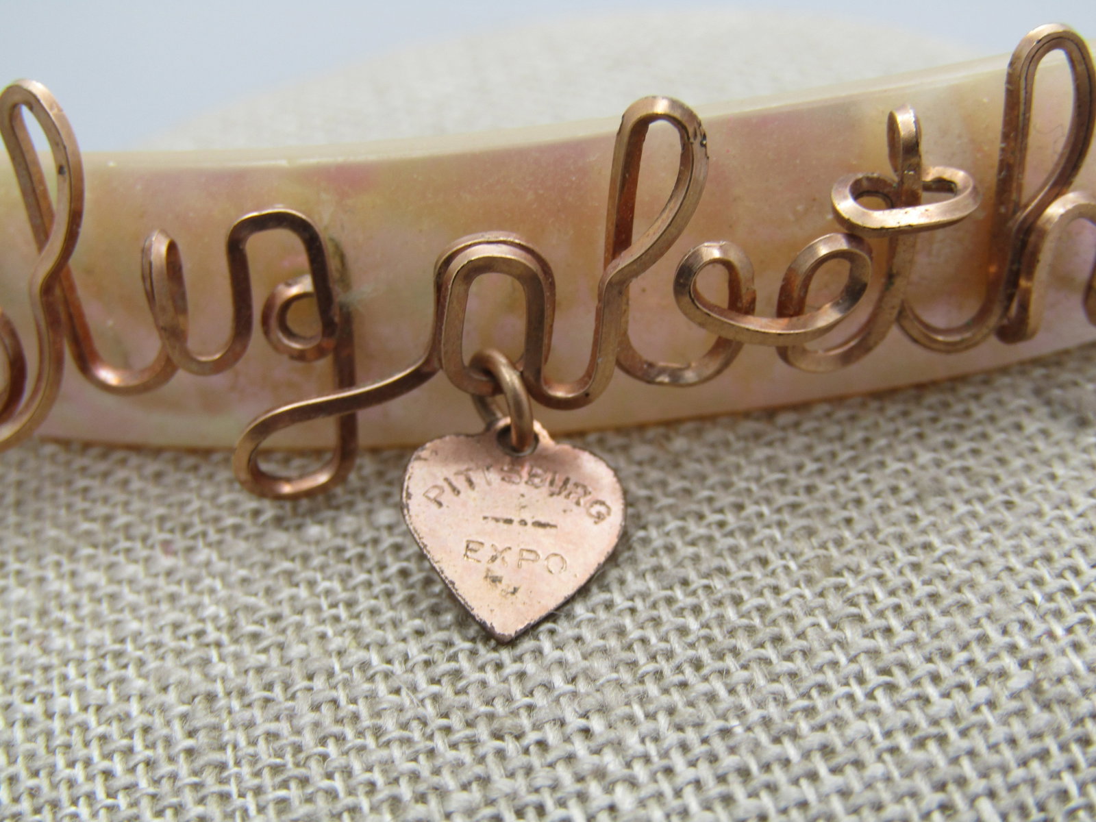 Vintage MOP Elizabeth Name Brooch, Pittsburgh Expo, 1940's-1950's, 10kt G.F. , Souvenir - 2