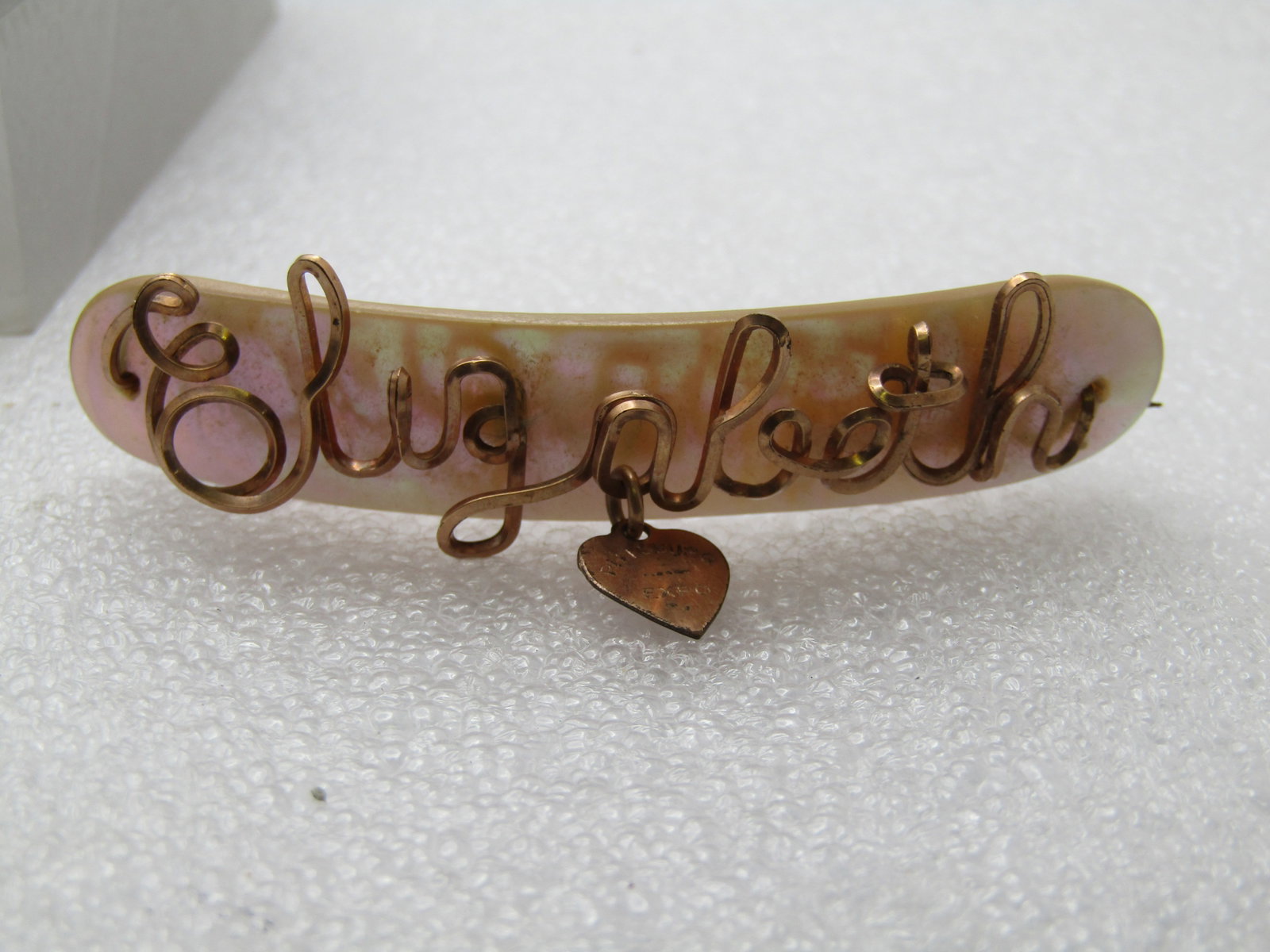 Vintage MOP Elizabeth Name Brooch, Pittsburgh Expo, 1940's-1950's, 10kt G.F. , Souvenir - 4
