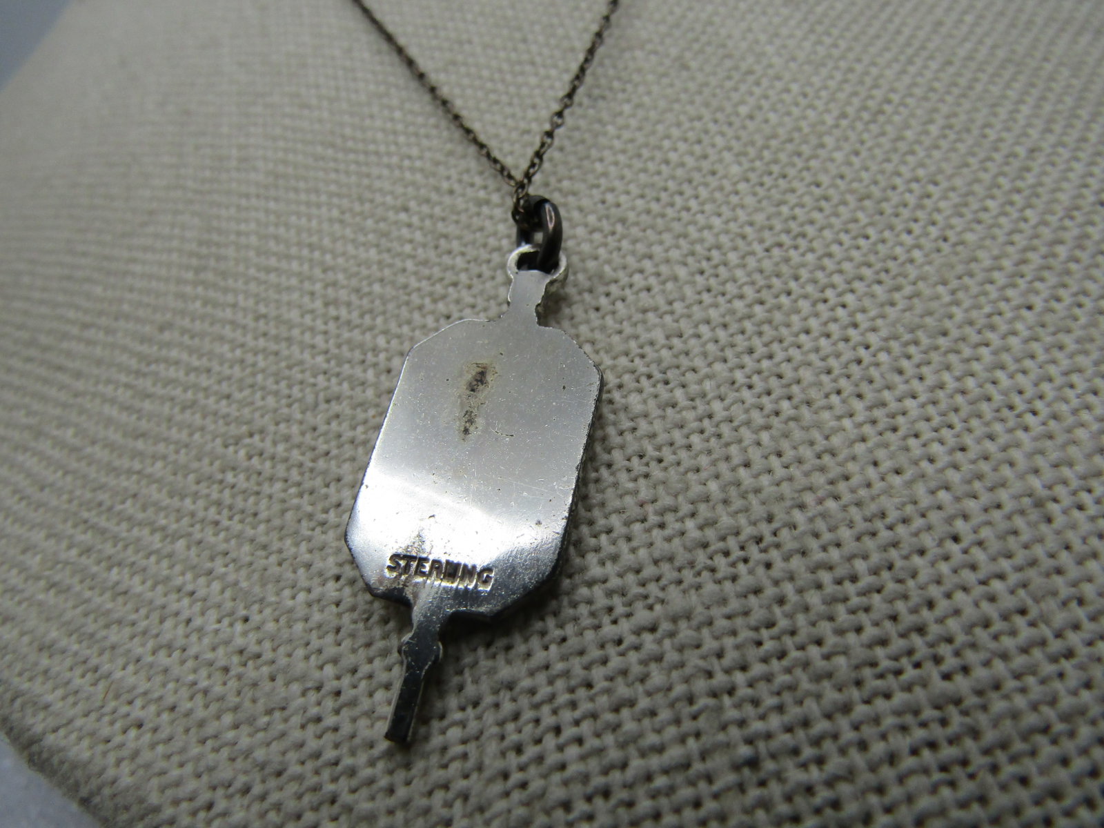 Vintage Sterling Bartram High School Guilloche Pendant/Necklace 18" - 3