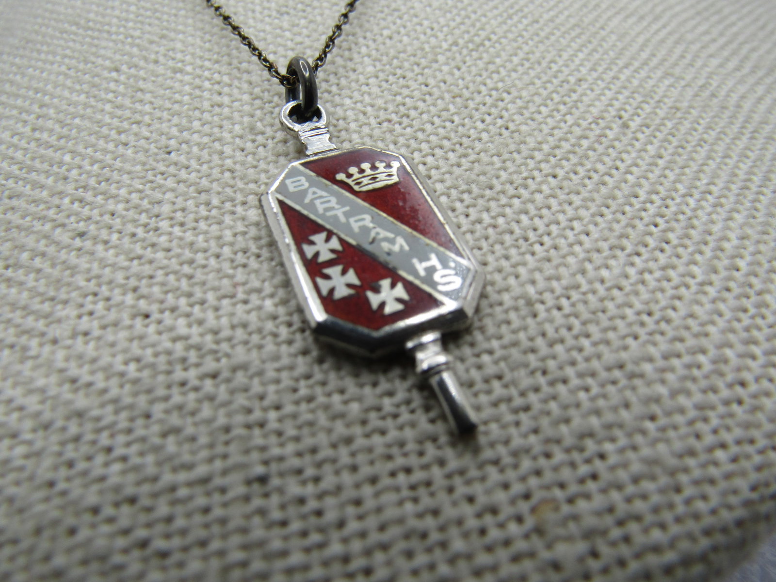 Vintage Sterling Bartram High School Guilloche Pendant/Necklace 18" - 4