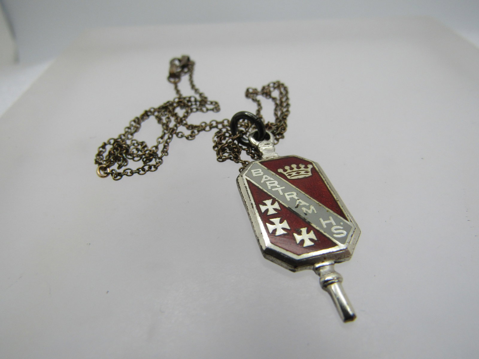 Vintage Sterling Bartram High School Guilloche Pendant/Necklace 18" - 5