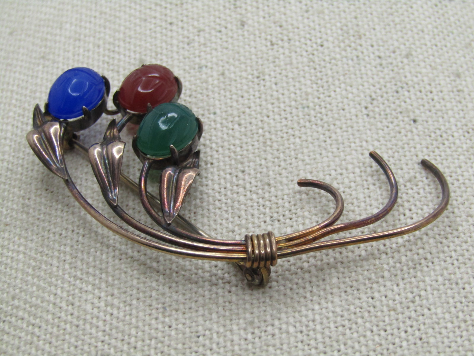 Vintage Symmetalic Sterling GF Scarab Brooch, 1940's-1950's - 2