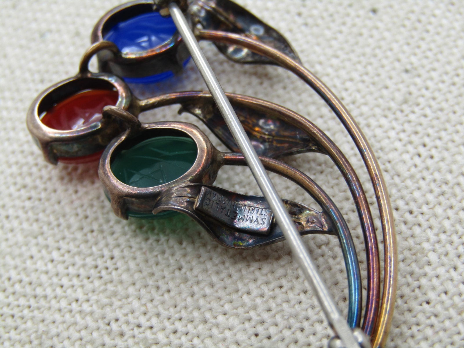 Vintage Symmetalic Sterling GF Scarab Brooch, 1940's-1950's - 5