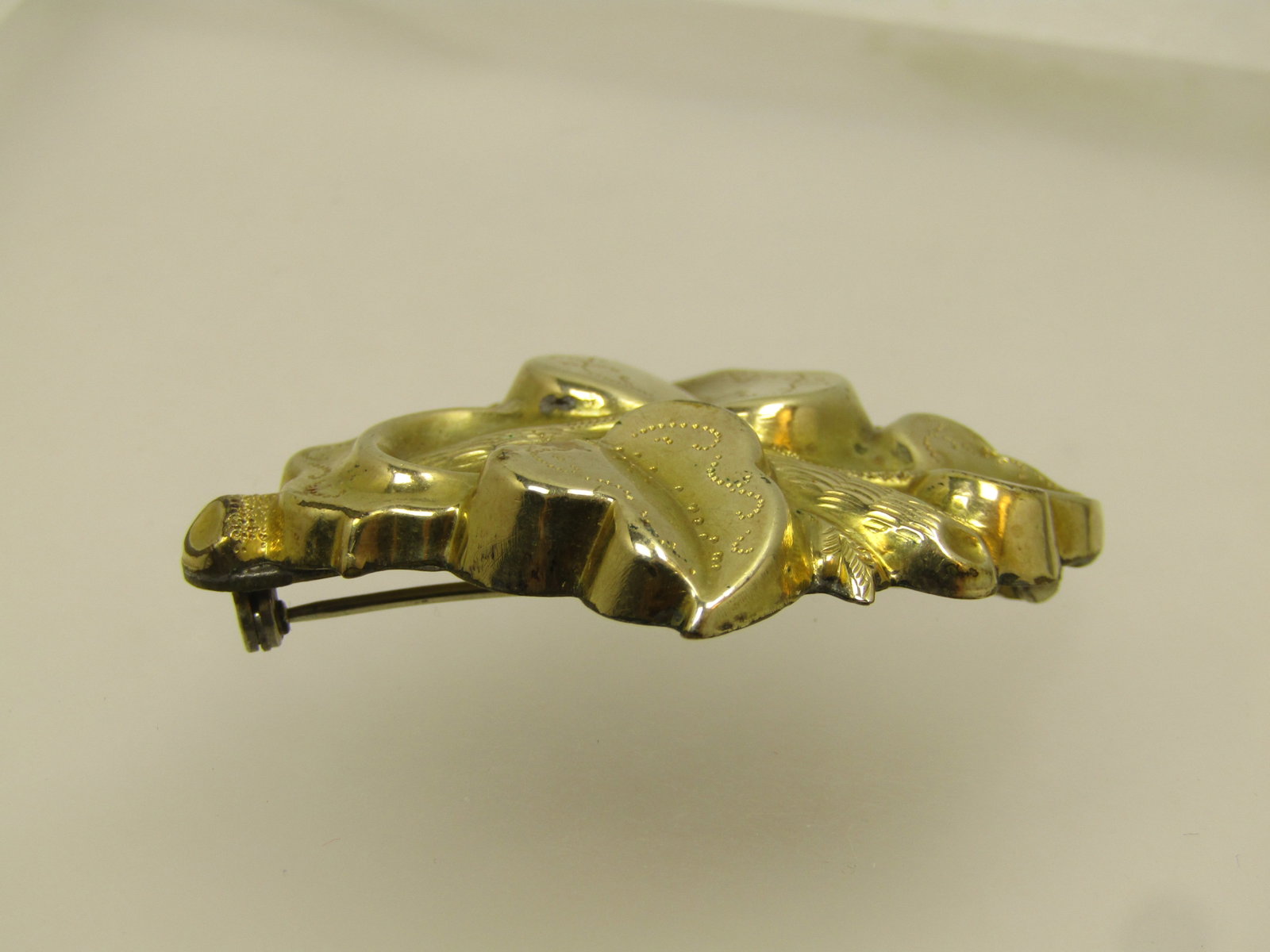 Vintage 10kt G.F. Leaf Brooch , 1800's-1910 - New Clasp - 3