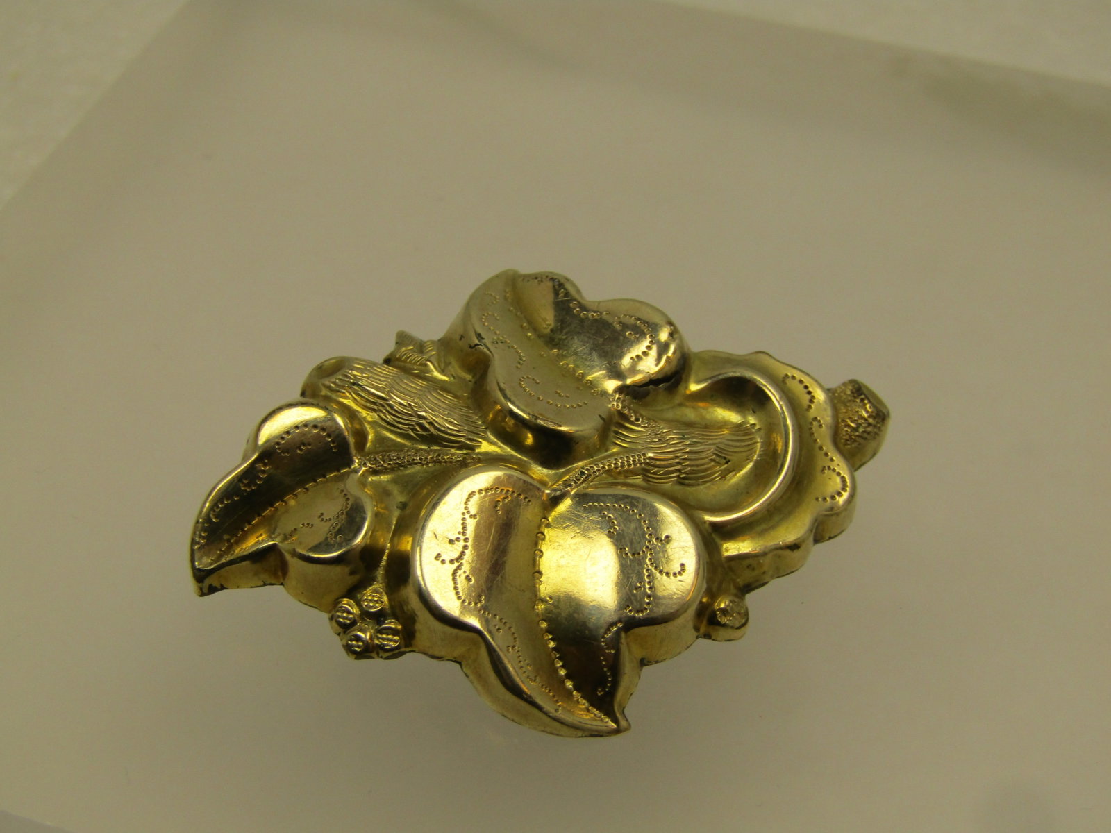 Vintage 10kt G.F. Leaf Brooch , 1800's-1910 - New Clasp - 5