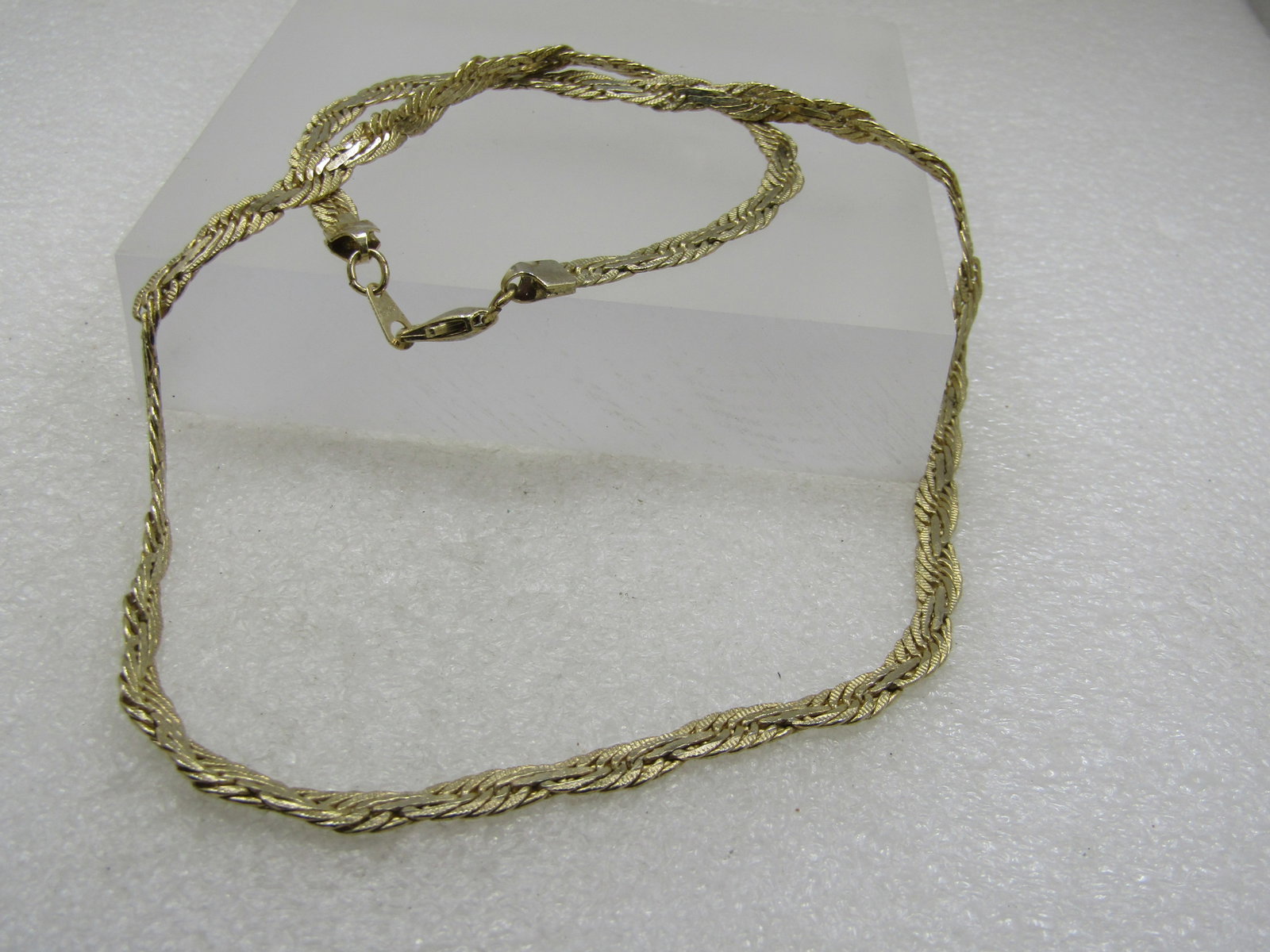 Vintage 14kt Plated Twisted Textured Herringbone Necklace. 23", Unisex - 6