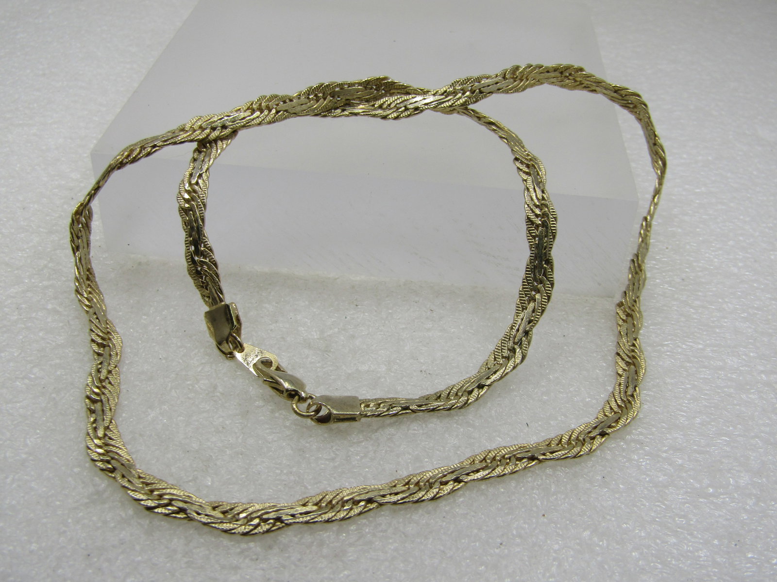 Vintage 14kt Plated Twisted Textured Herringbone Necklace. 23", Unisex - 7