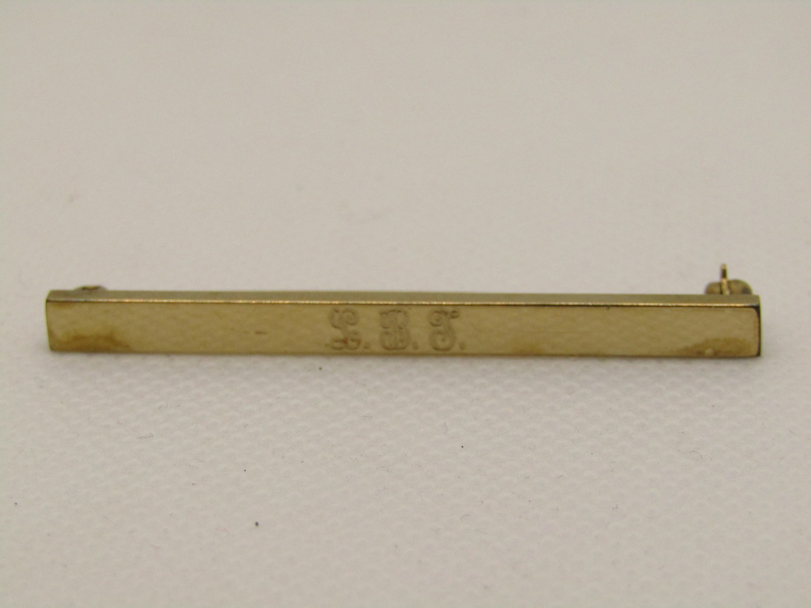 Vintage 12kt G.F. Engraved LBT Bar Brooch,, Signed B B, 2" (1 of 4)