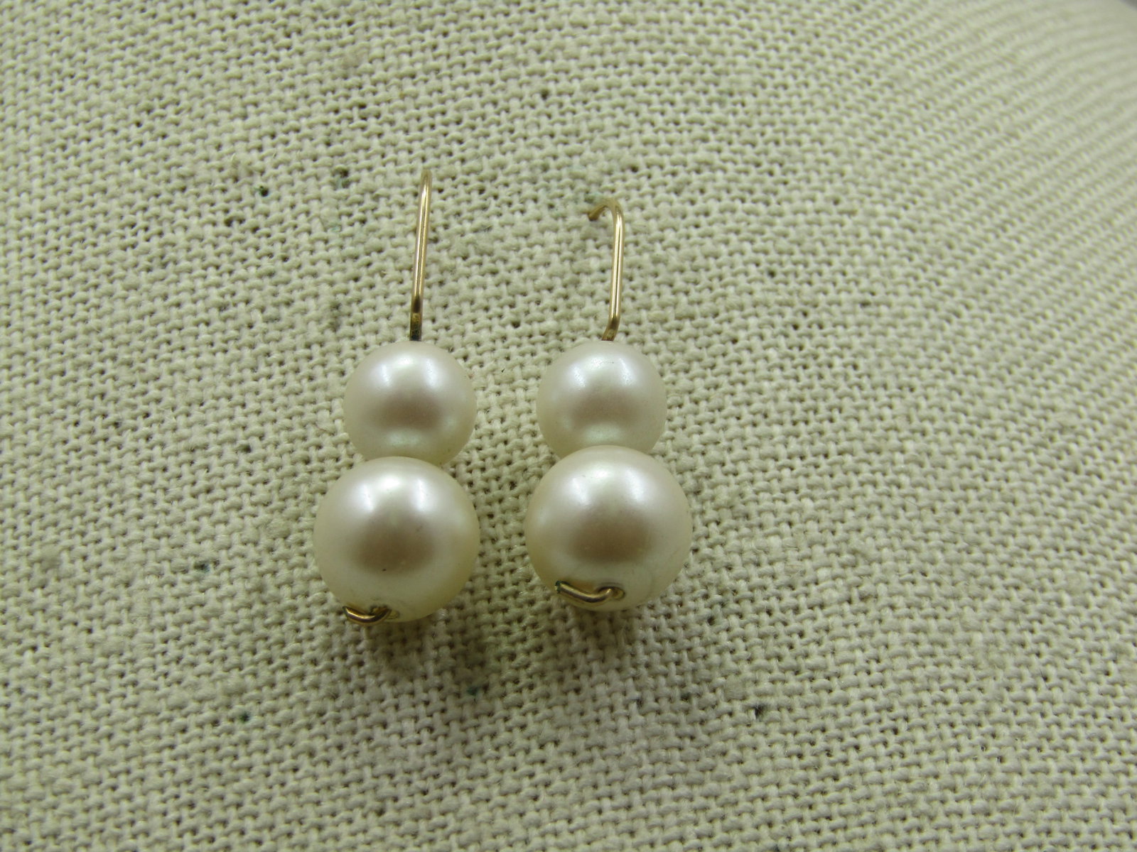 Vintage 10kt G.F. Faux Pearl Earrings, Pierced (1 of 5)