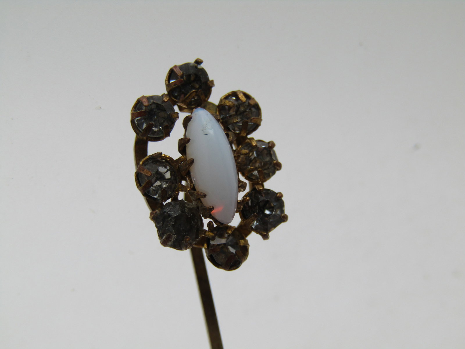 Vintage Faux Opal and Paste Stick Pin, 1800's-1920's, 10kt G.F. - 2