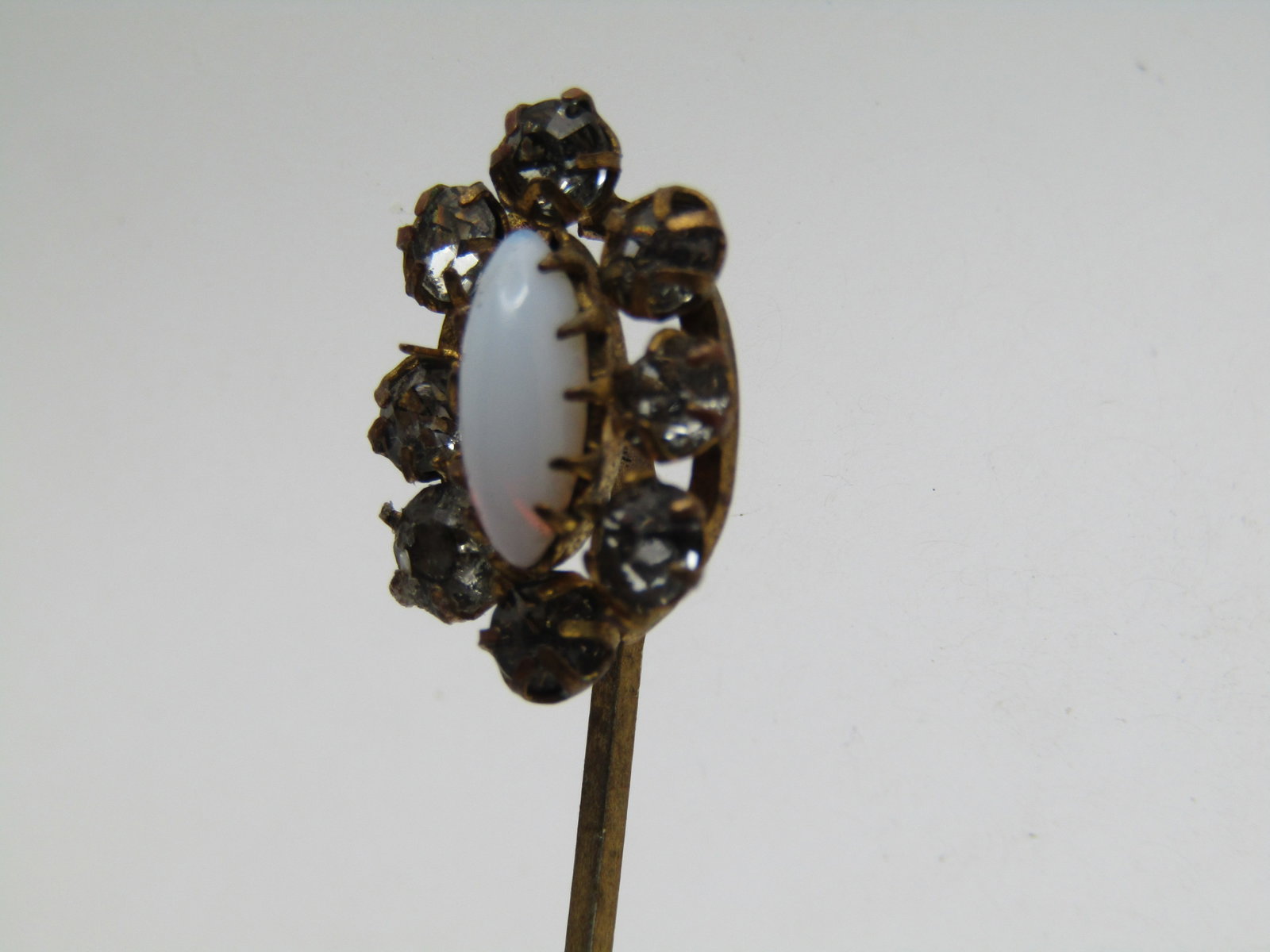 Vintage Faux Opal and Paste Stick Pin, 1800's-1920's, 10kt G.F. - 3