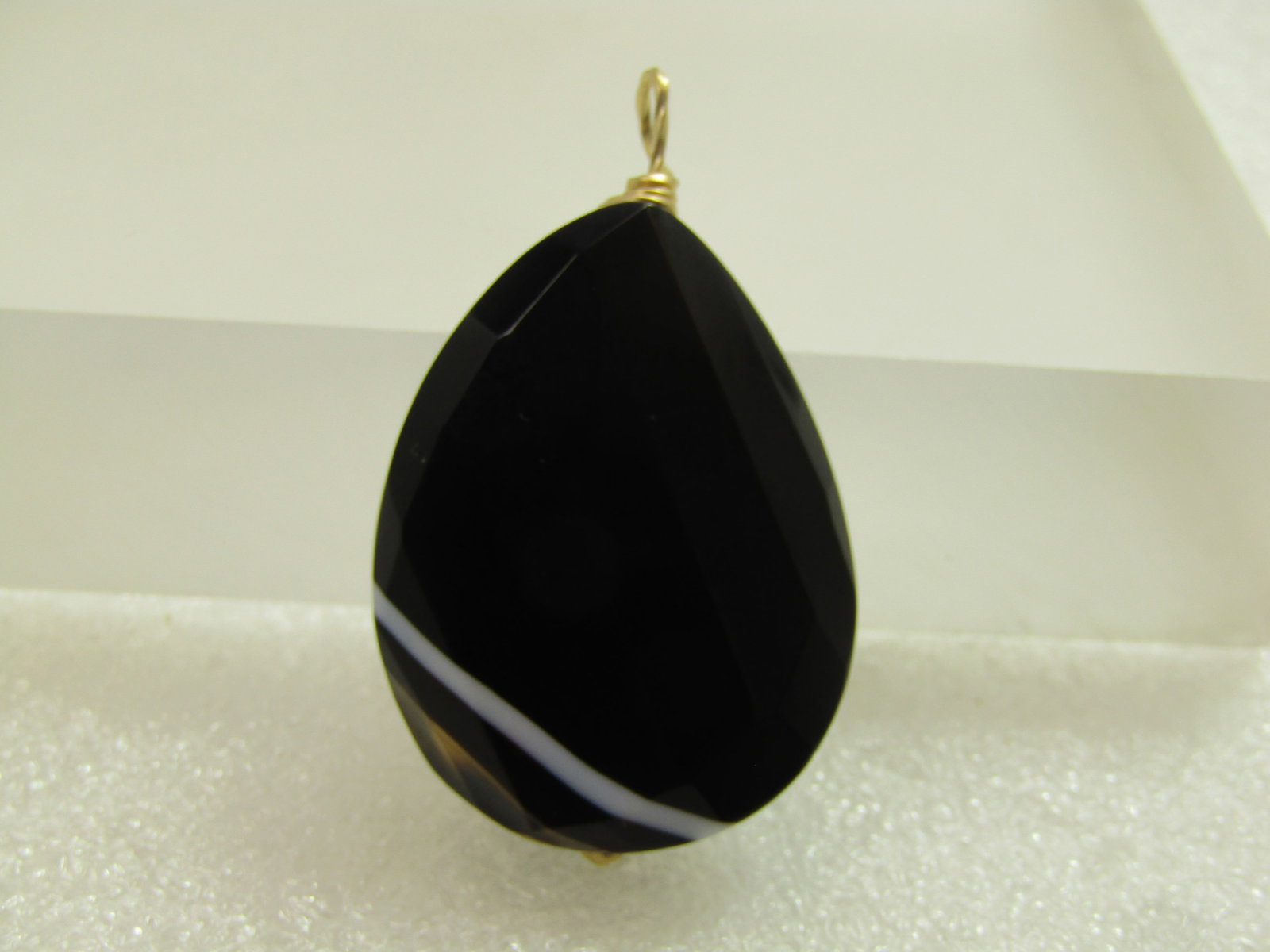 Vintage 10kt G.F. Black Banded Agate Pendant, 1980's-1990's - 4
