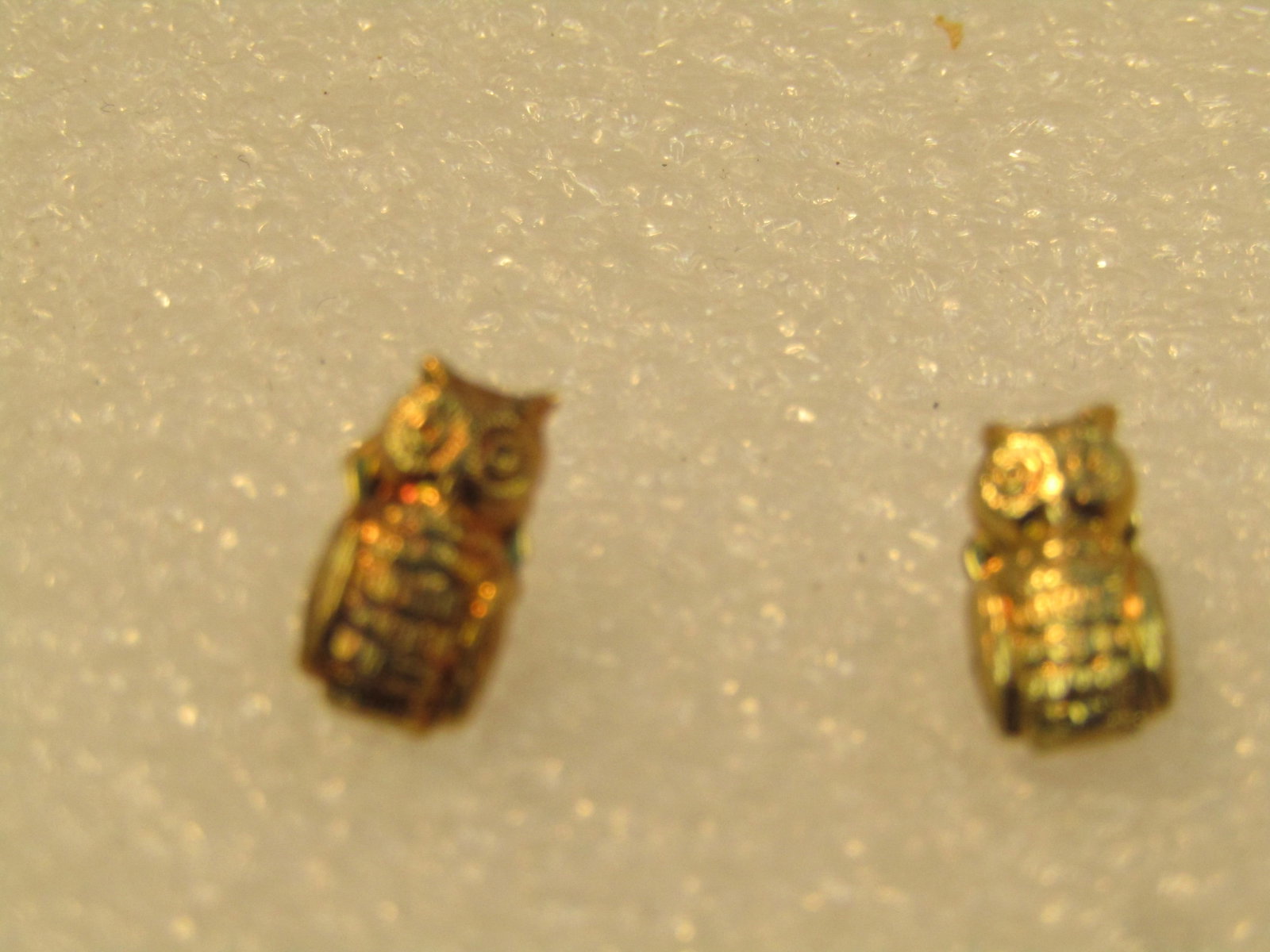 Vintage Owl Pierced Earrings, 14kt Gold Posts, 1960's-1970's - 3