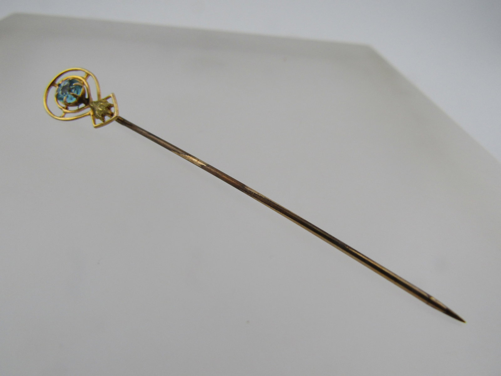 Vintage 10kt Blue Stone Stick Pin, Early 1900's - 6