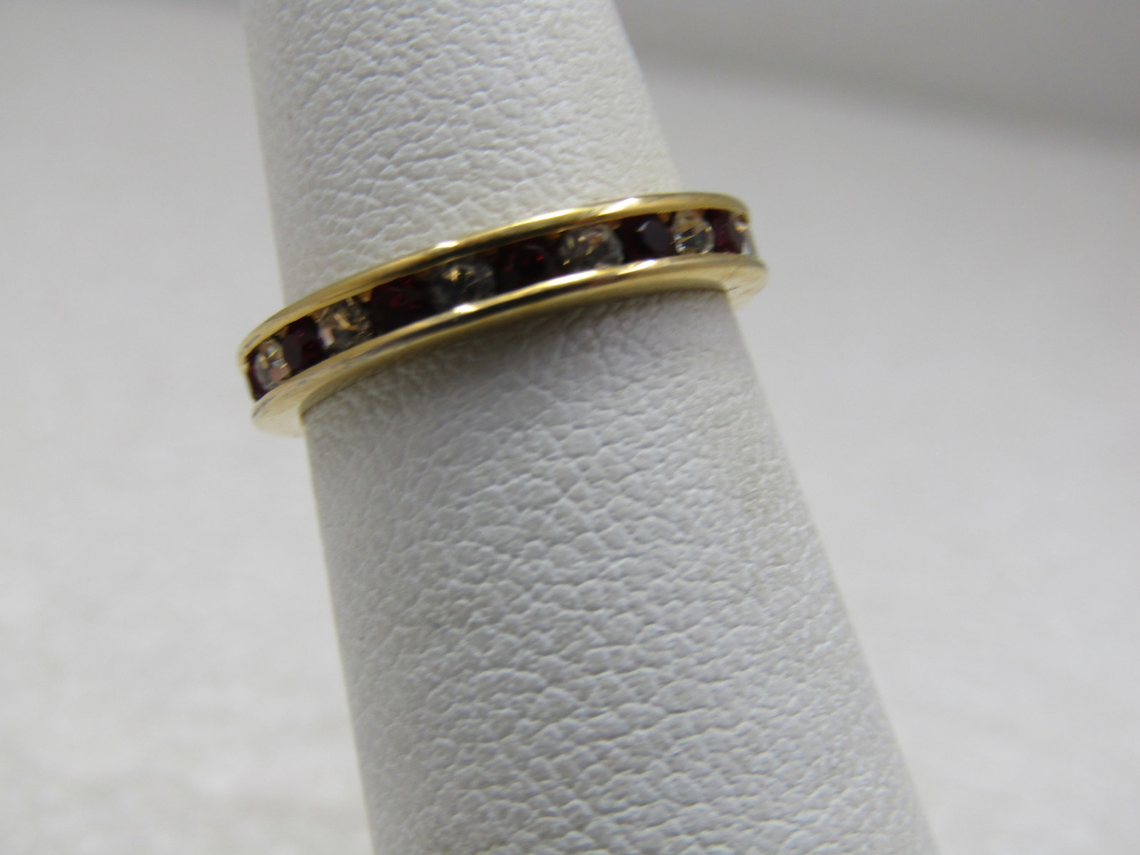 10kt Plated Red/Clear CZ Ring, Eternity Band, Sz. 4 - 2