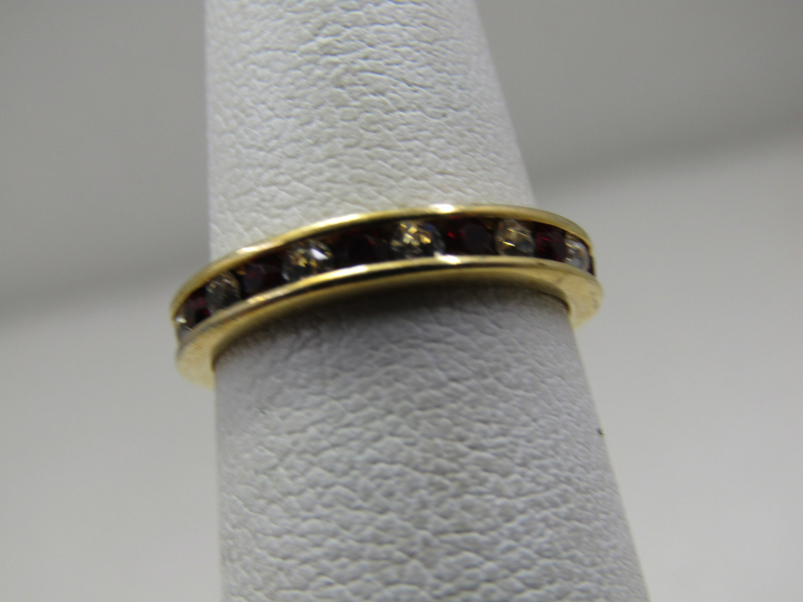 10kt Plated Red/Clear CZ Ring, Eternity Band, Sz. 4 - 3
