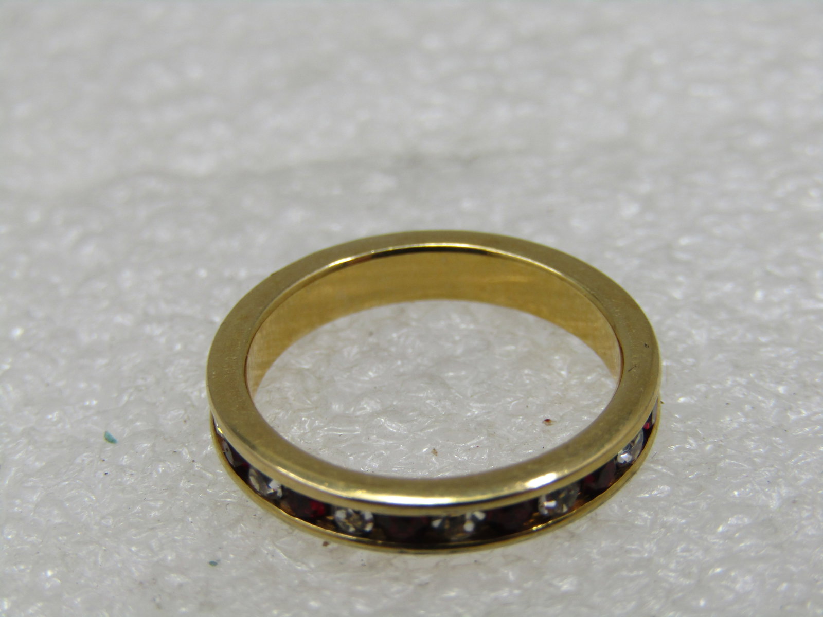 10kt Plated Red/Clear CZ Ring, Eternity Band, Sz. 4 - 6