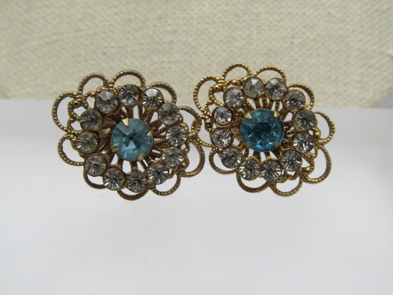 Vintage 12kt G.F. Rhinestone Necklace and Earrings, 17", Scerwback, 1940's-1950's - 4