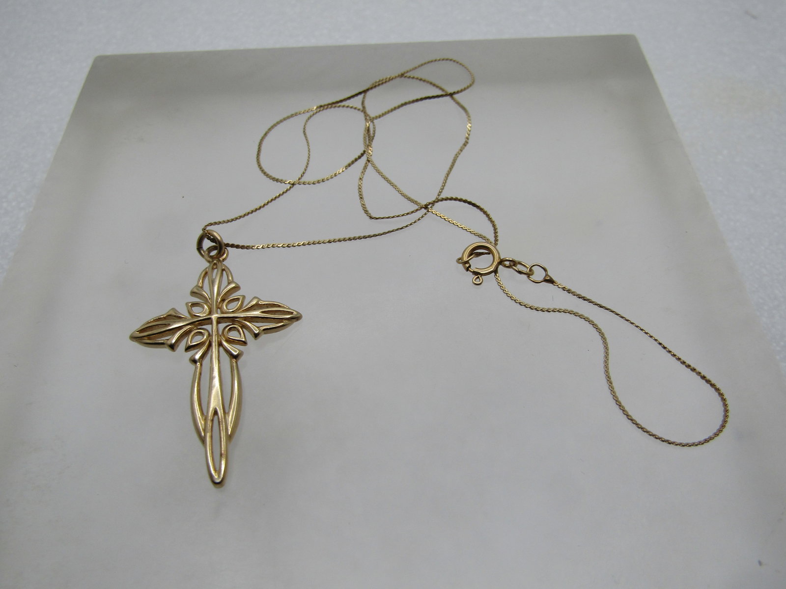 Vintage Sterling Vermeil Cross with 14kt GF Chain Necklace, Signed, 1970's-1980's - 6