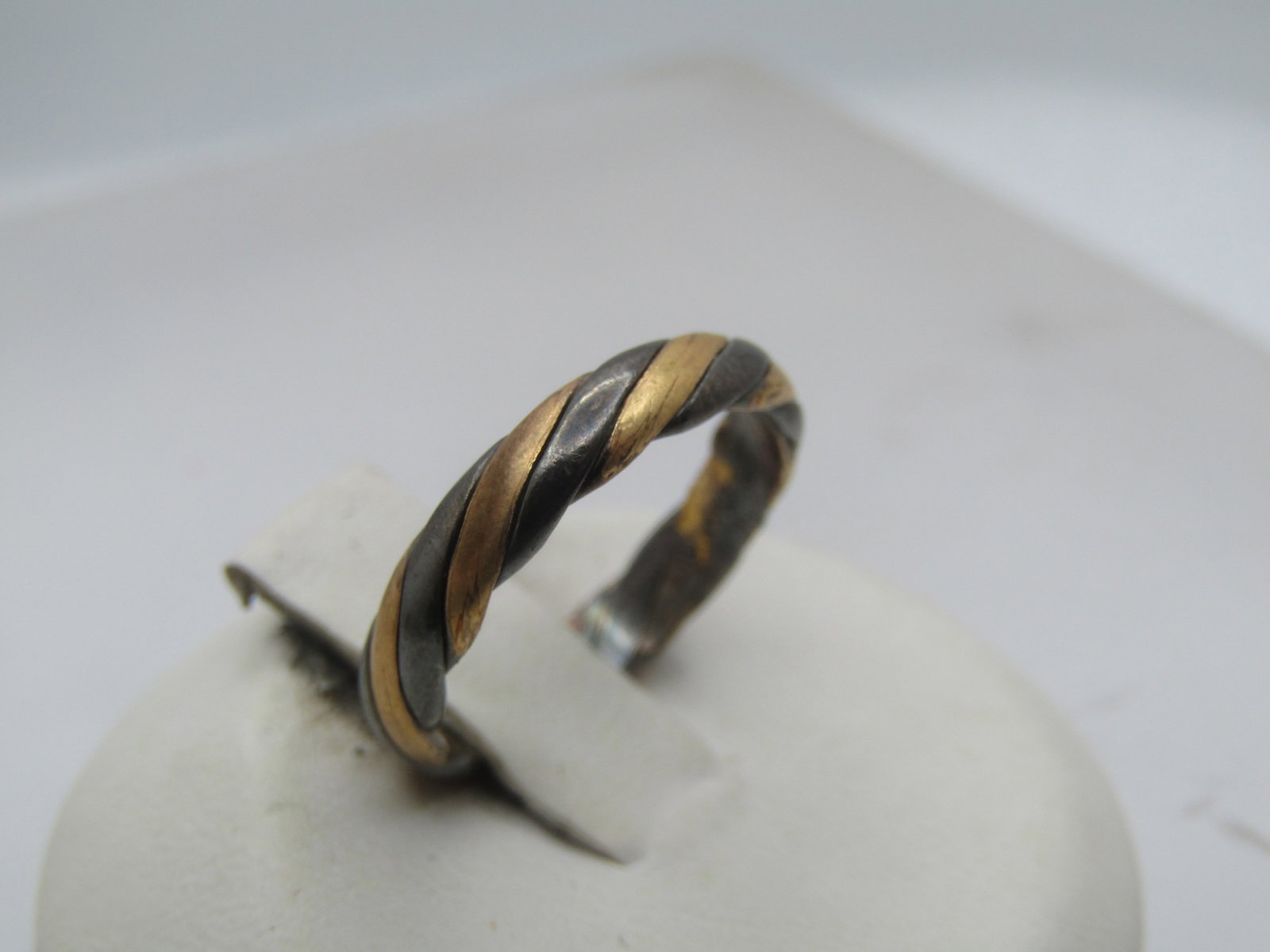 Vintage Sterling and 14kt GF Ring/Band, Twisted, Sz. 5, 1970's-1980's, 3mm - 2