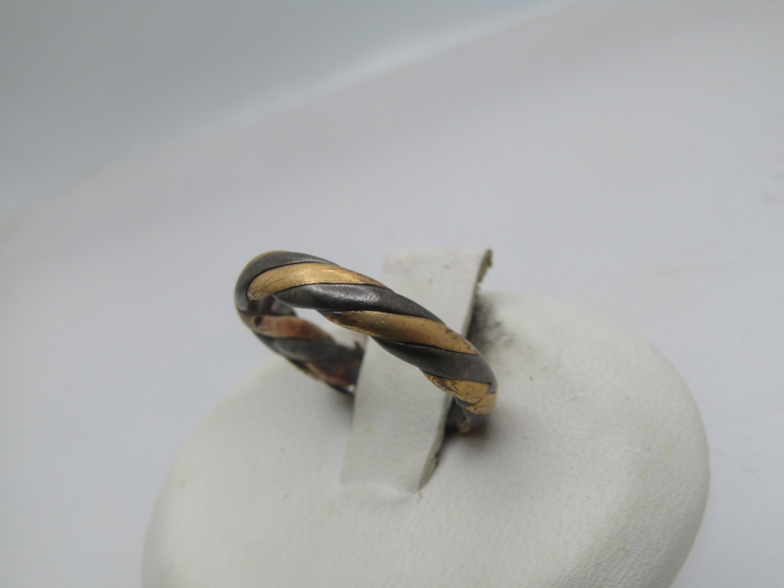 Vintage Sterling and 14kt GF Ring/Band, Twisted, Sz. 5, 1970's-1980's, 3mm - 3