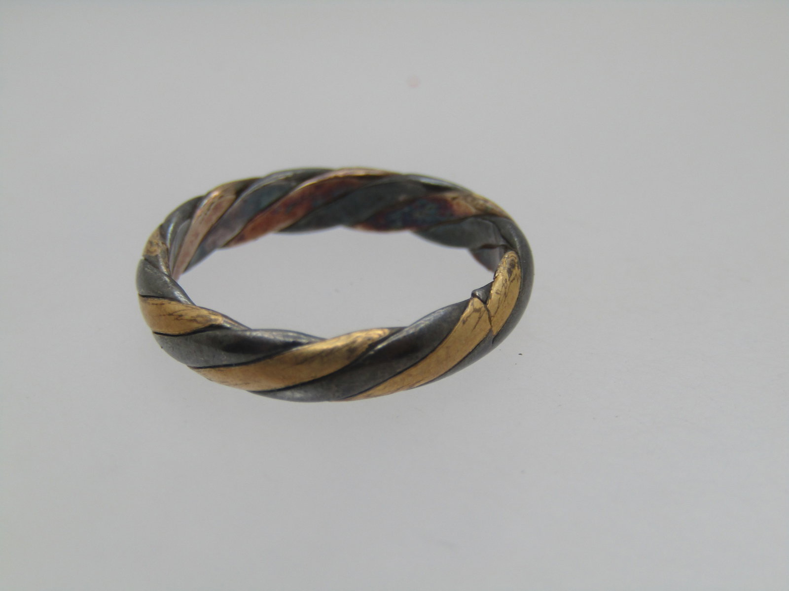 Vintage Sterling and 14kt GF Ring/Band, Twisted, Sz. 5, 1970's-1980's, 3mm - 4
