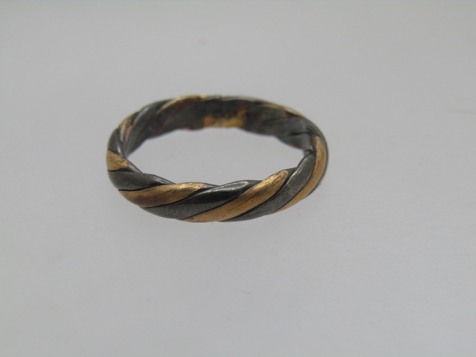 Vintage Sterling and 14kt GF Ring/Band, Twisted, Sz. 5, 1970's-1980's, 3mm - 5