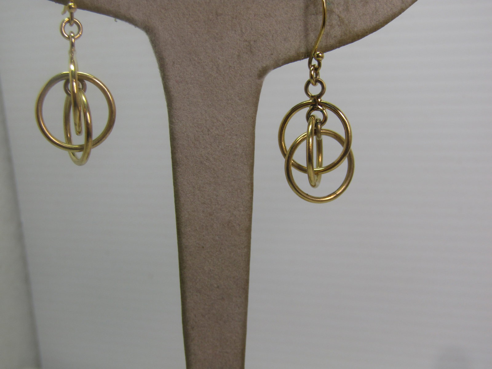Vintage 10kt G.F. Dangle Triple Hoop Earrings, Pierced, 1970's-1980's (1 of 5)