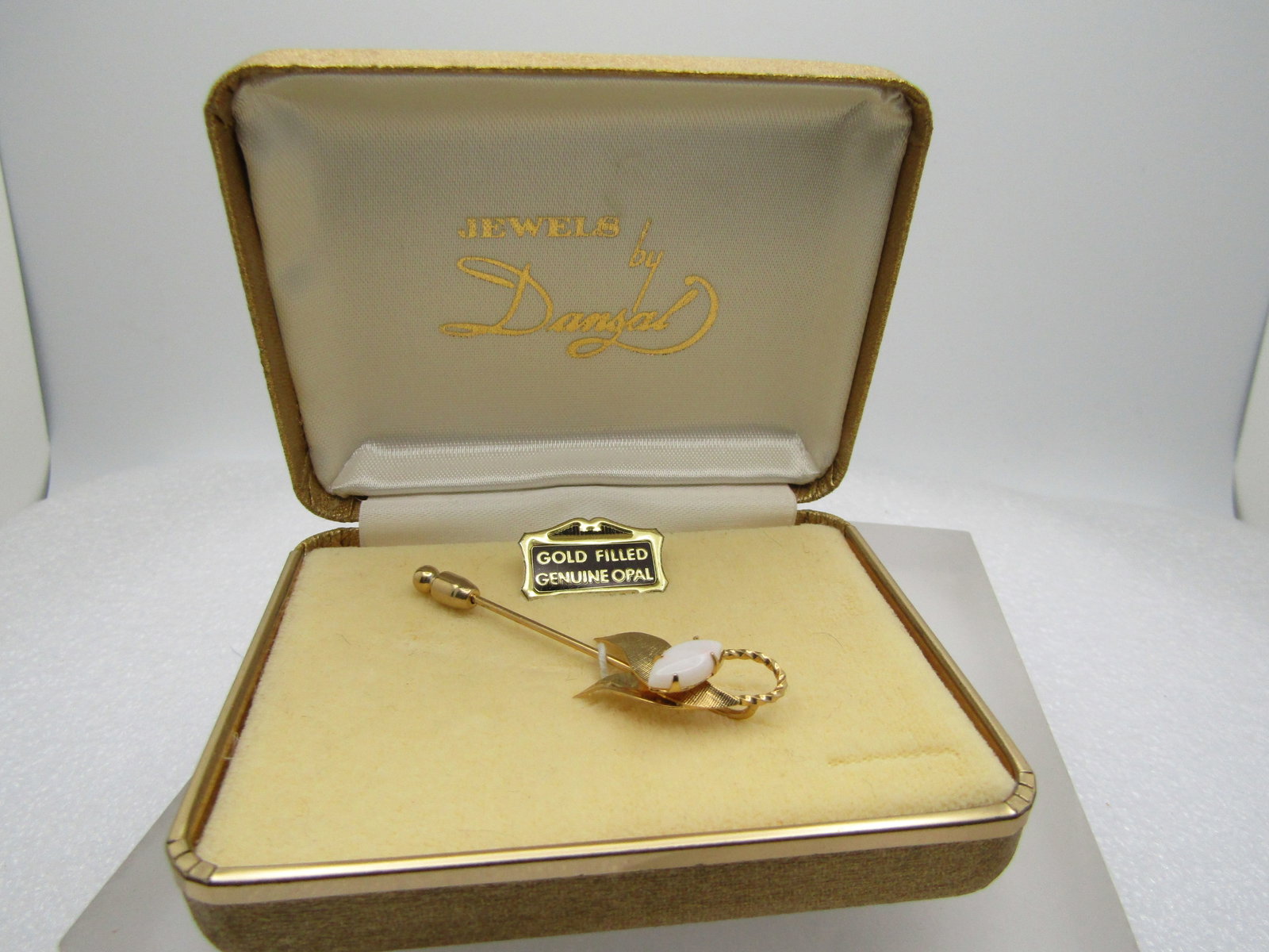 Vintage Genuine Opal Stick Pin, Gold Filled, Original Box, 1960's-1970's (1 of 5)