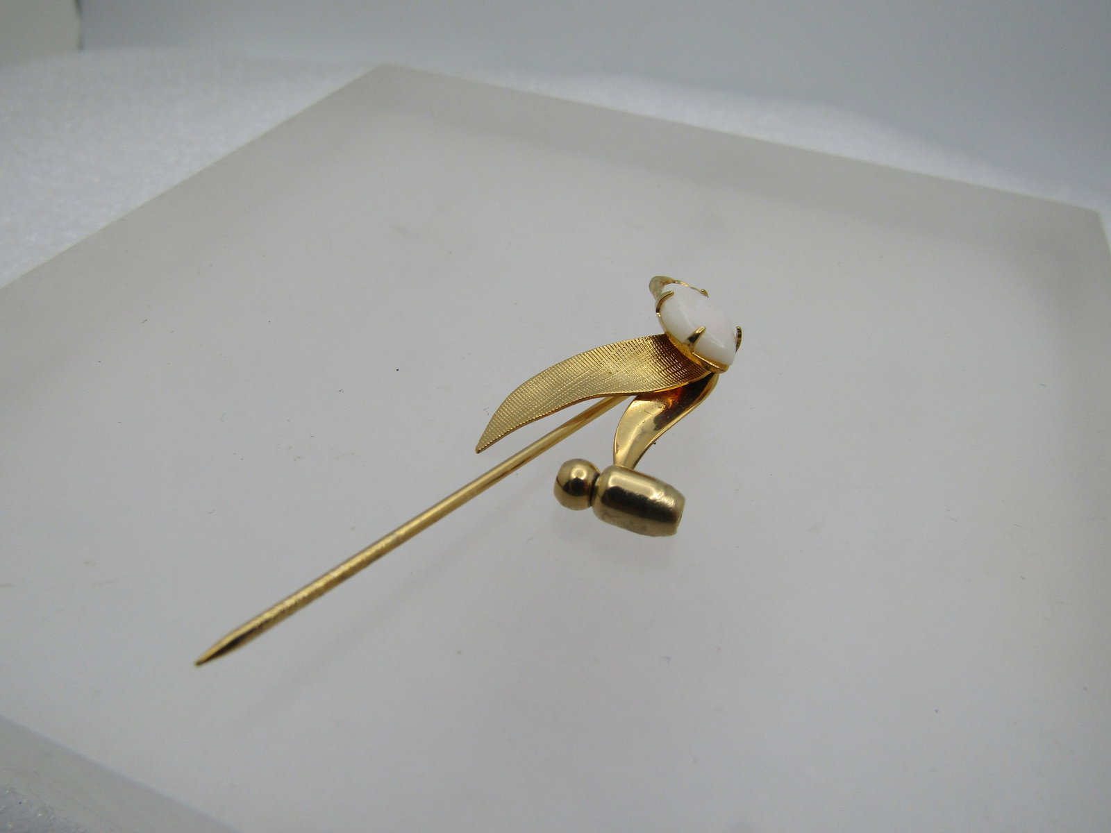 Vintage Genuine Opal Stick Pin, Gold Filled, Original Box, 1960's-1970's - 3