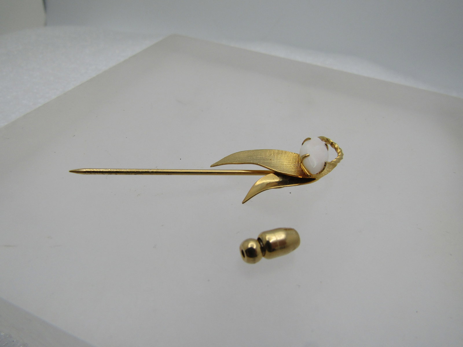 Vintage Genuine Opal Stick Pin, Gold Filled, Original Box, 1960's-1970's - 4