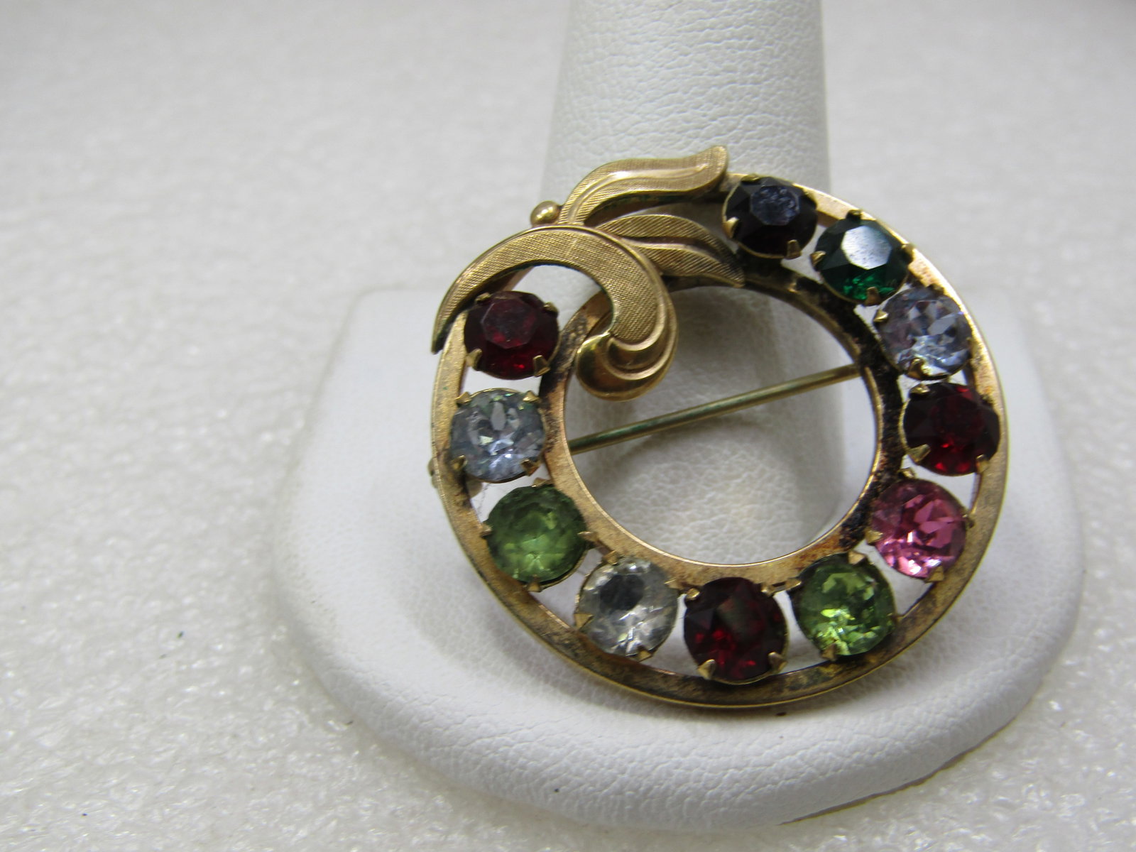 Vintage Van Dell 12kt G.F. Rhinestone Circle Brooch, 1940's-1960's - 2