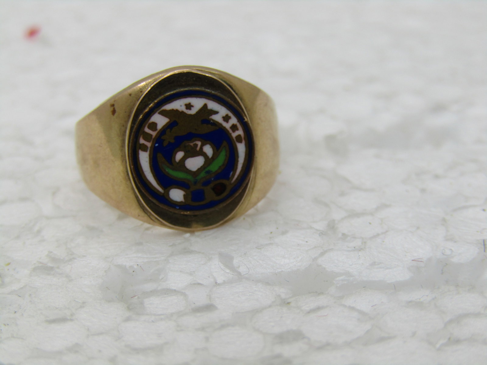 Vintage 10kt G.F. Daughters of Rebekah Enameled Ring, Sz. 2.5, 3.20 gr. (1 of 7)