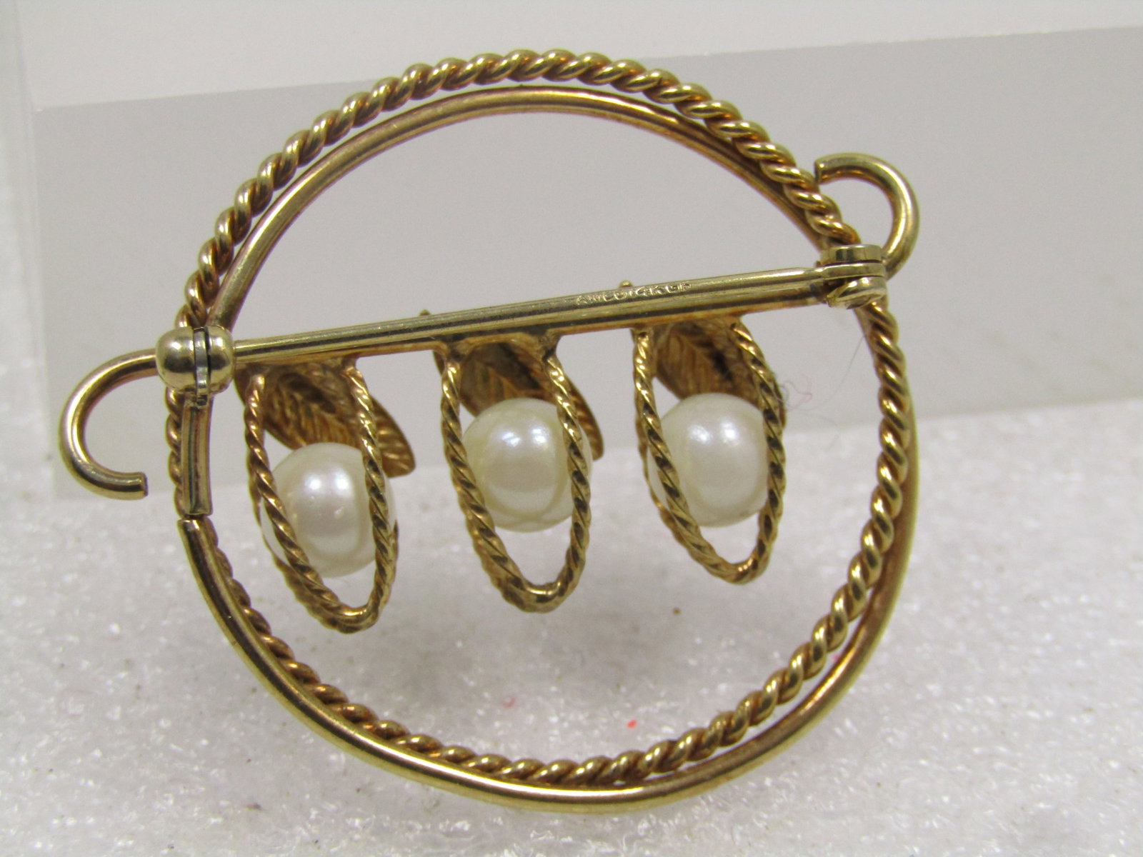 Vintage 14kt G.F. Cultured Pearl Brooch, Signed AMCO, 1950's-1960's - 4