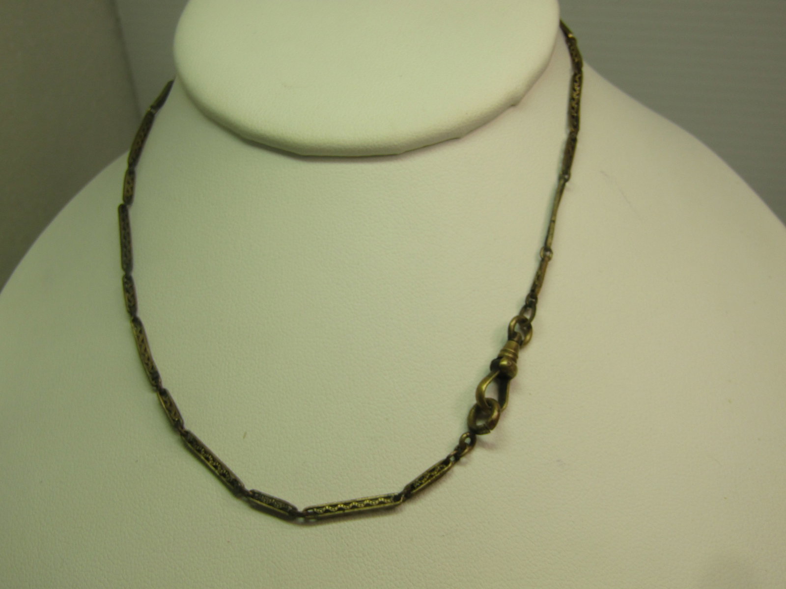 Antique 14kt G.F. Filigree Link Watch Chain, 14" 1800's-1910's, Signed: Title: Antique 14kt G.F. Filigree Link Watch Chain, 14" 1800's-1910's, Signed Description: Antique 14kt G.F. Filigree Link Watch Chain, 14" 1800's-1910's, Signed with what looks like a K or an X