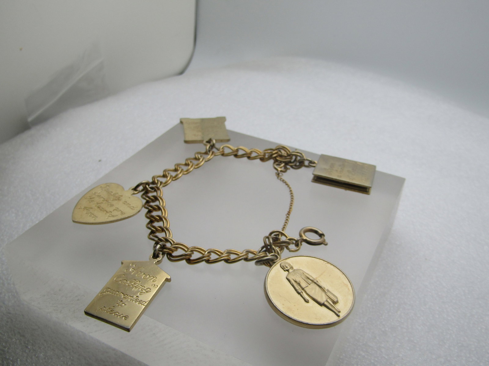 Vintage 10kt G.F. 1960's Avon Charm Bracelet, 7.25" President's Club and More - 3