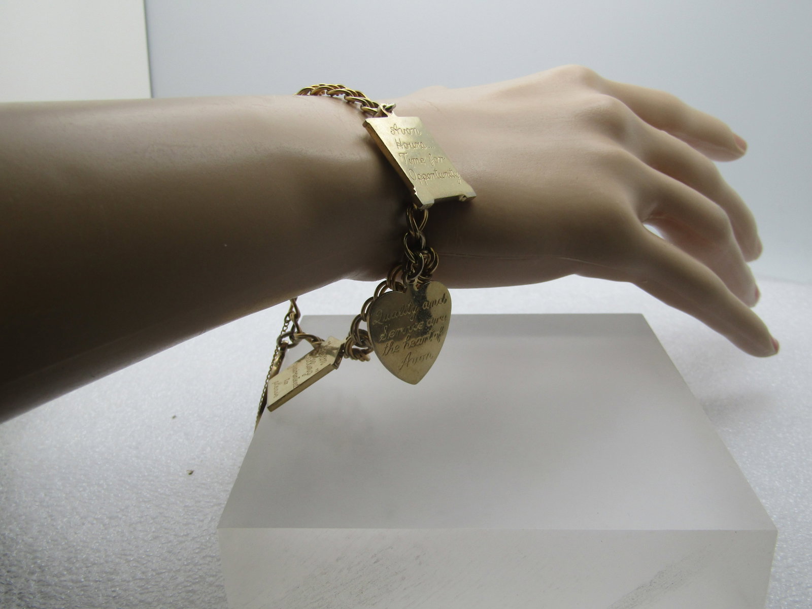 Vintage 10kt G.F. 1960's Avon Charm Bracelet, 7.25" President's Club and More - 5