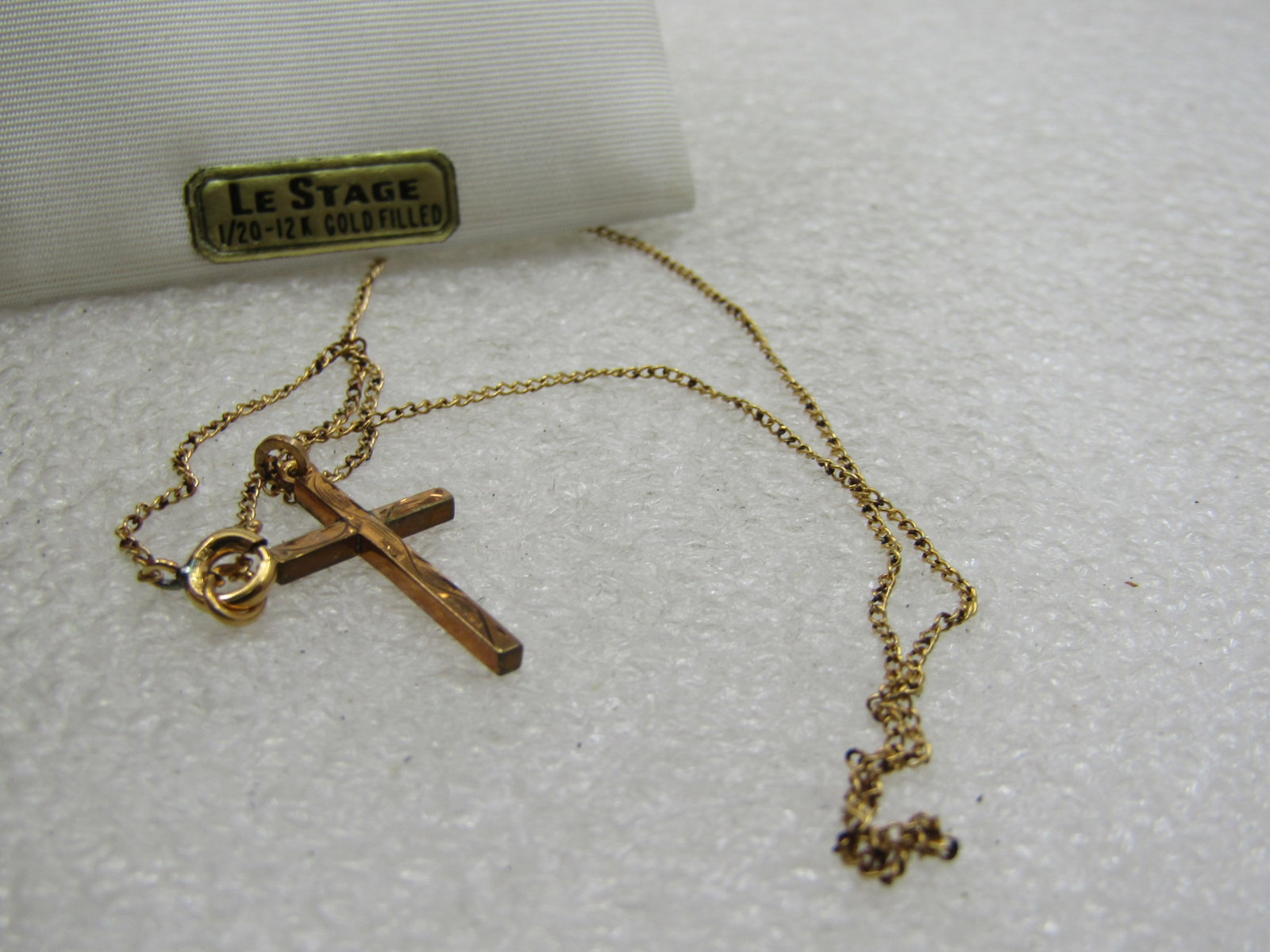 Vintage Youth 12kt G.F. Cross Necklace, Le Stage, 13" - 4