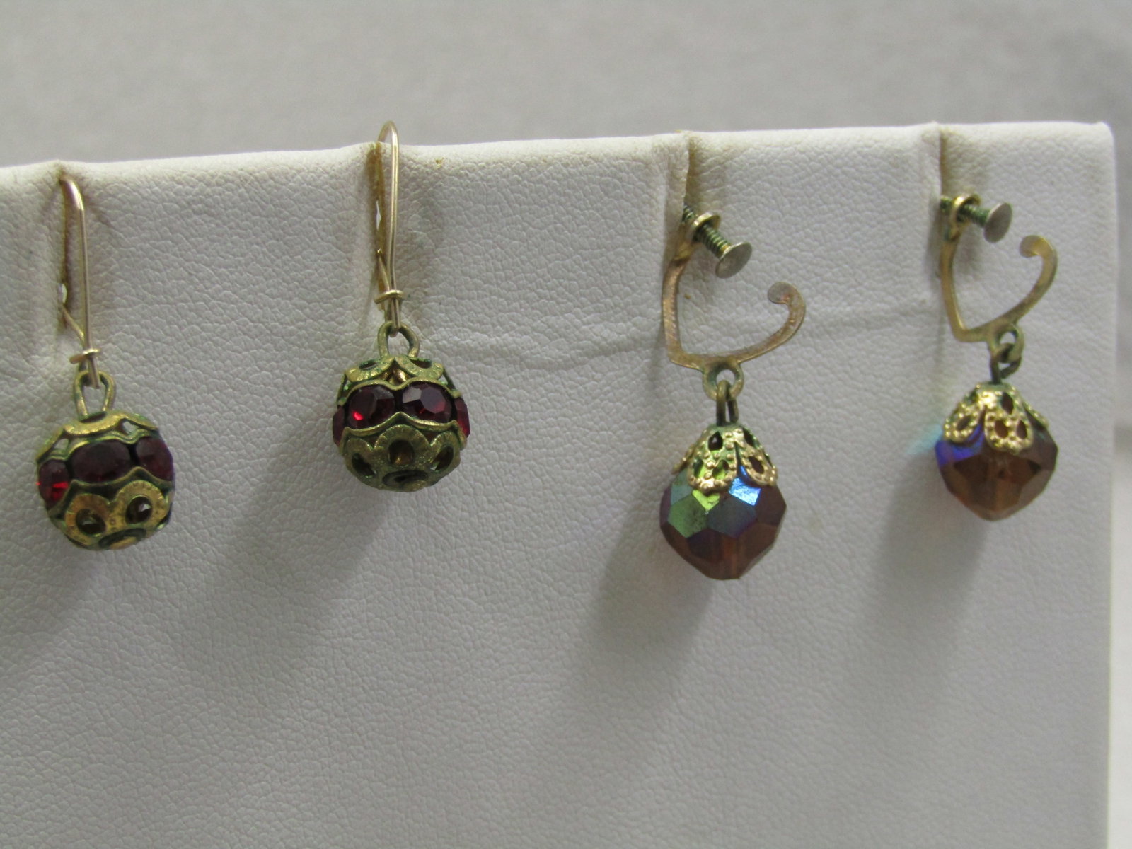 Vintage Two Pairs of Dangle Crystal Beaded Earrings, 1940's - 2