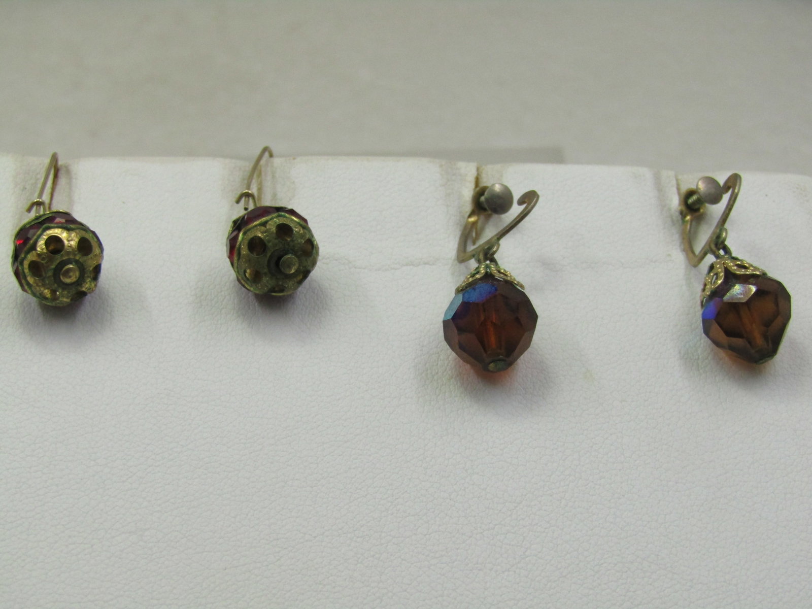 Vintage Two Pairs of Dangle Crystal Beaded Earrings, 1940's - 3