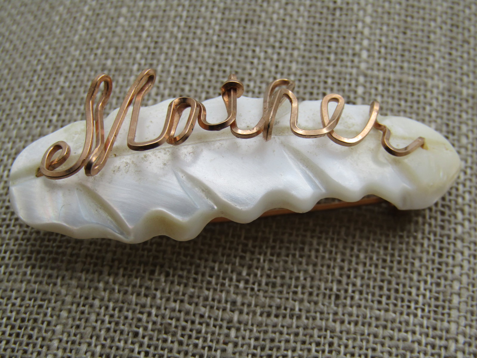 Vintage Carved MOP Mother Brooch, 1940's-1960's - 3