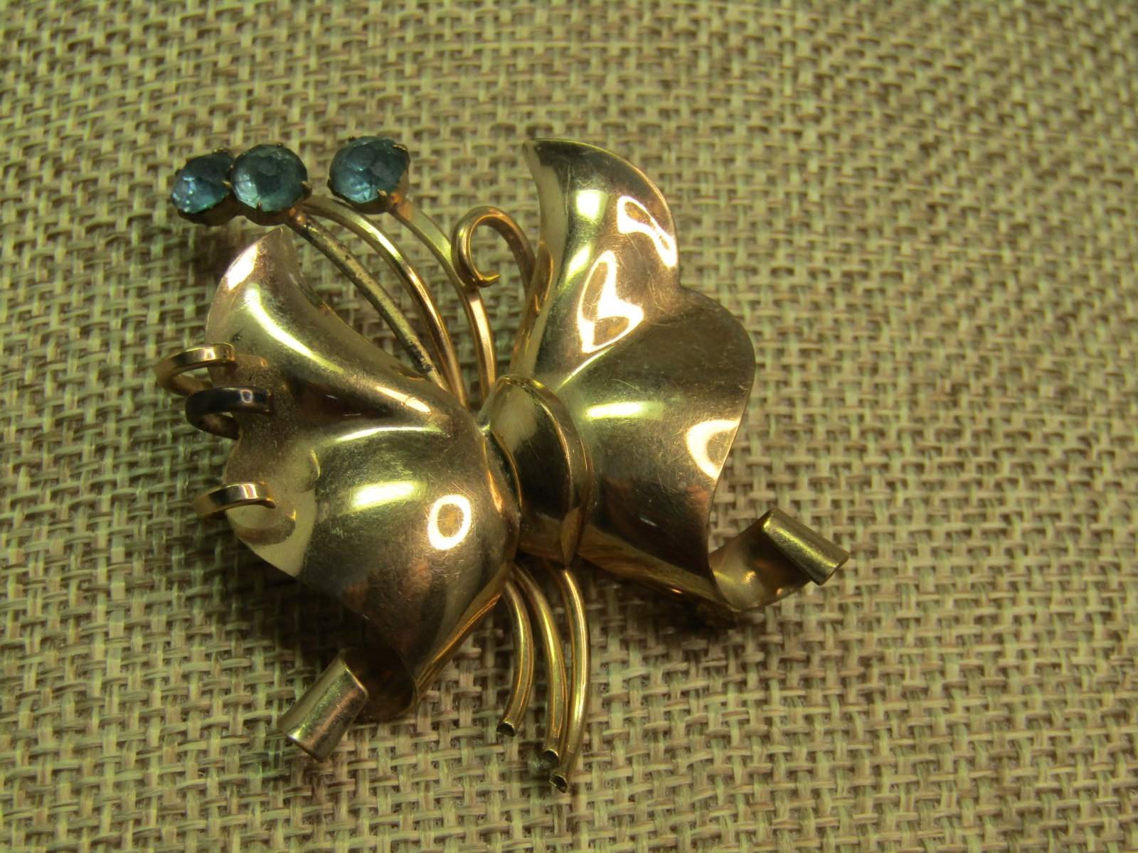 Vintage 12kt GF. Rhinestone Bow Brooch, Signed Regel, 1940's (1 of 6)