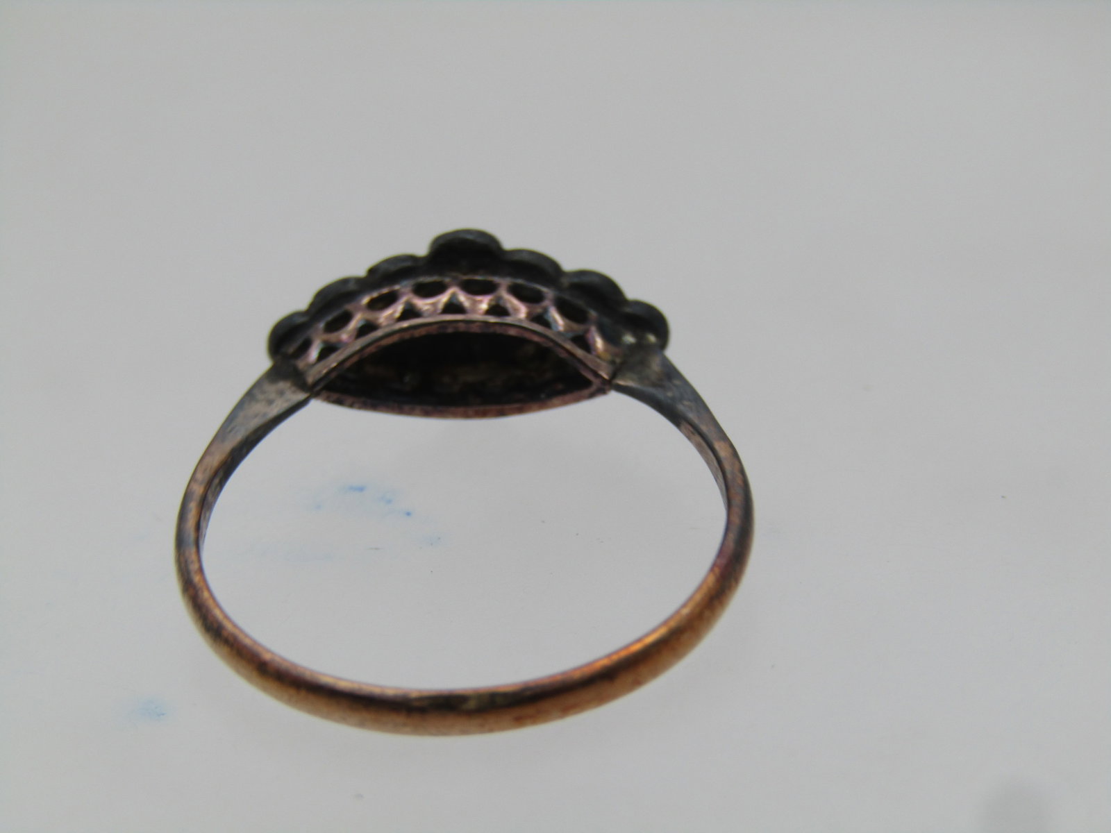Vintage 10kt GF Aqua and Clear Stone Ring, Sz. 6.75, 1920's-1930's - 5