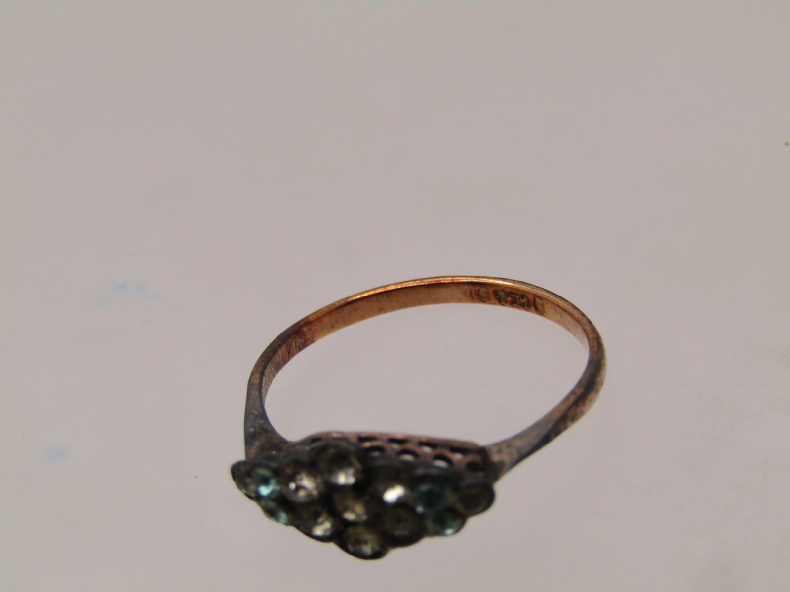 Vintage 10kt GF Aqua and Clear Stone Ring, Sz. 6.75, 1920's-1930's - 6