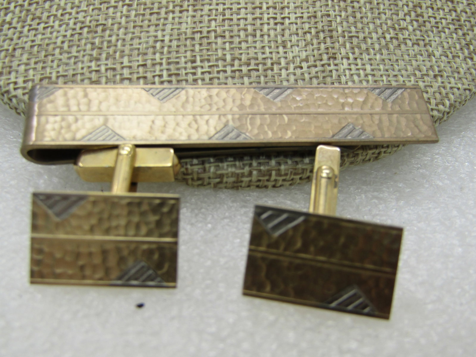Vintage Swank 10kt G.F. Cufflinks and Tie Bar Set, Two-Tone - 2