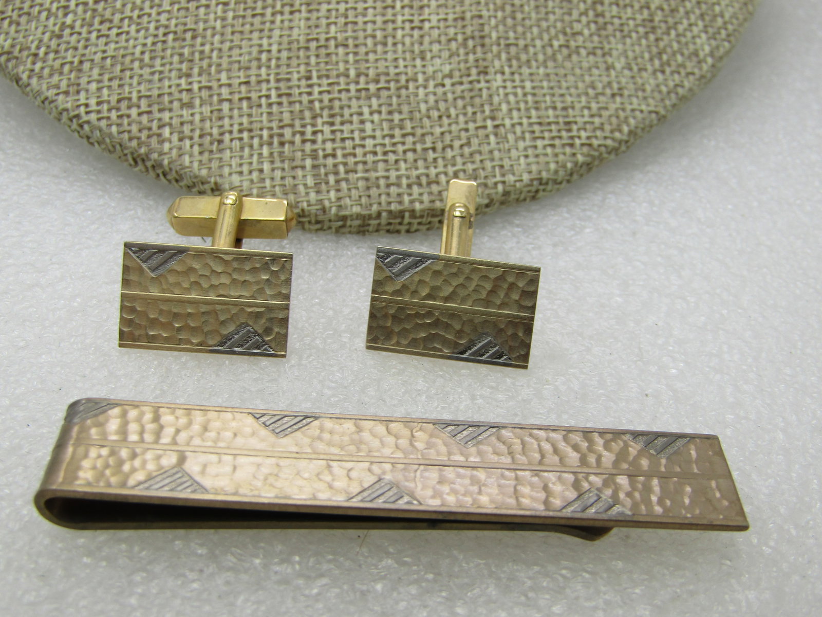 Vintage Swank 10kt G.F. Cufflinks and Tie Bar Set, Two-Tone - 3