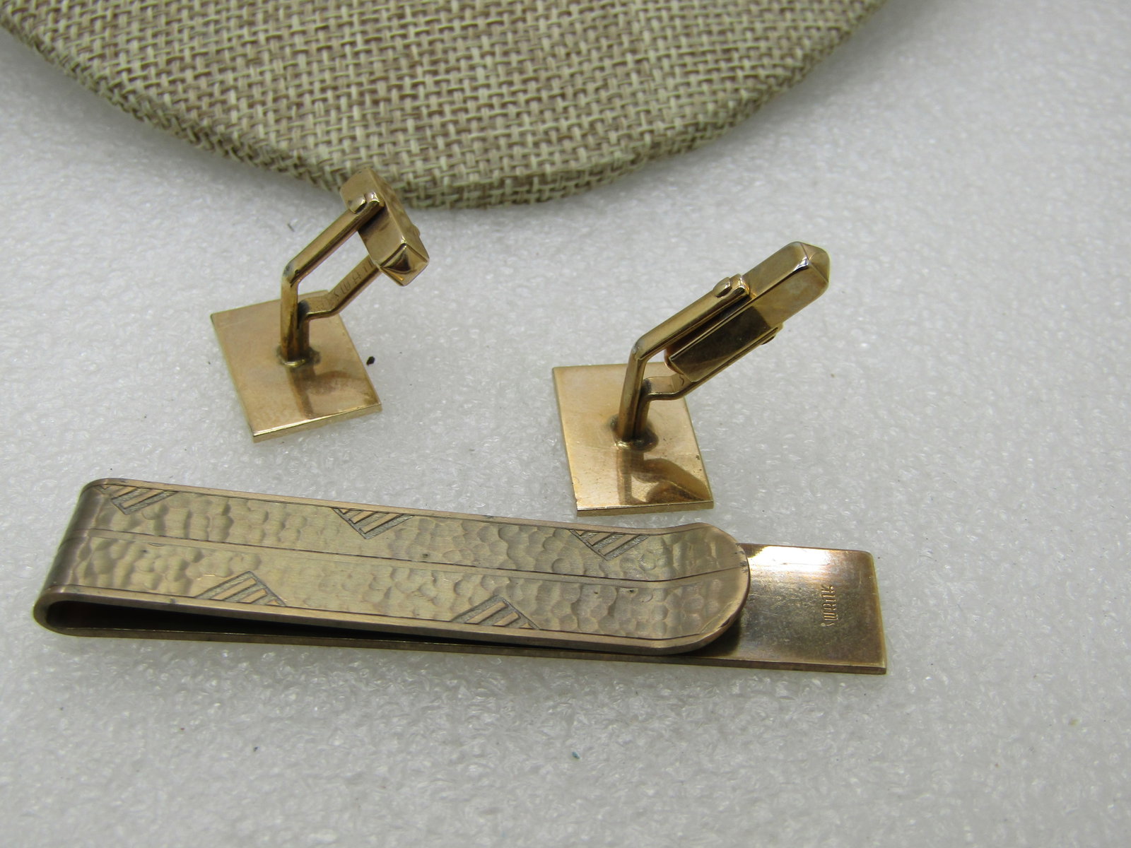 Vintage Swank 10kt G.F. Cufflinks and Tie Bar Set, Two-Tone - 4