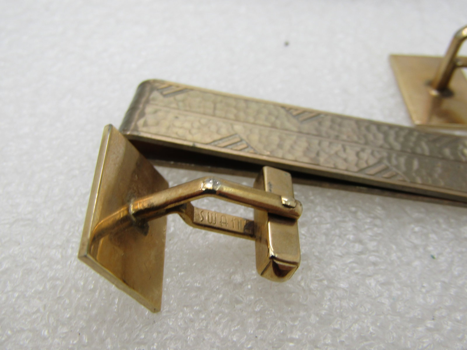 Vintage Swank 10kt G.F. Cufflinks and Tie Bar Set, Two-Tone - 5